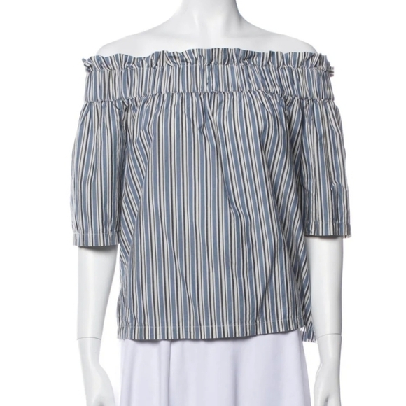 Ganni Striped Off-the-Shoulder Blouse - Picture 1 of 2